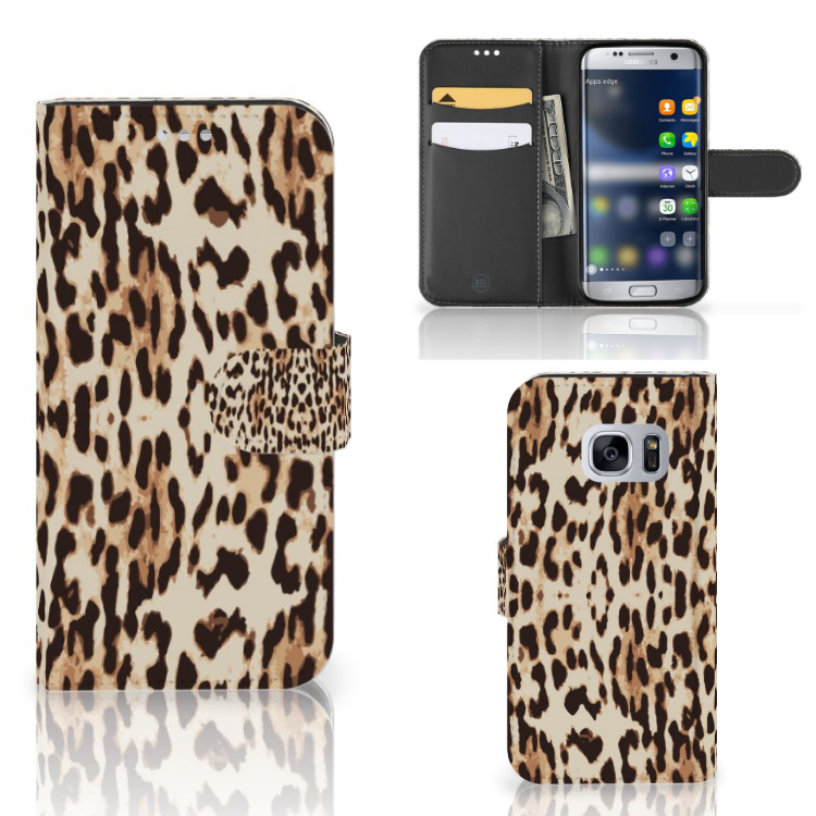 Samsung Galaxy S7 Telefoonhoesje met Pasjes Leopard