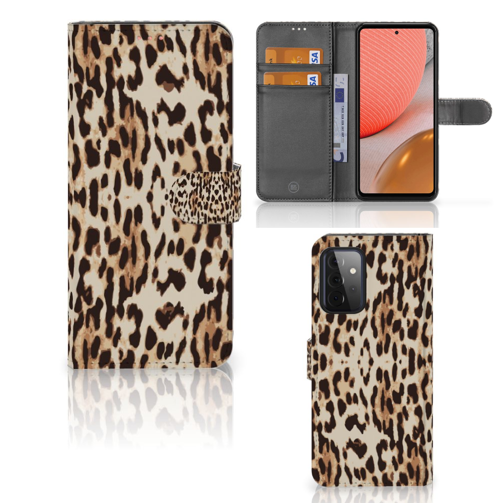 Samsung Galaxy A72 Telefoonhoesje met Pasjes Leopard
