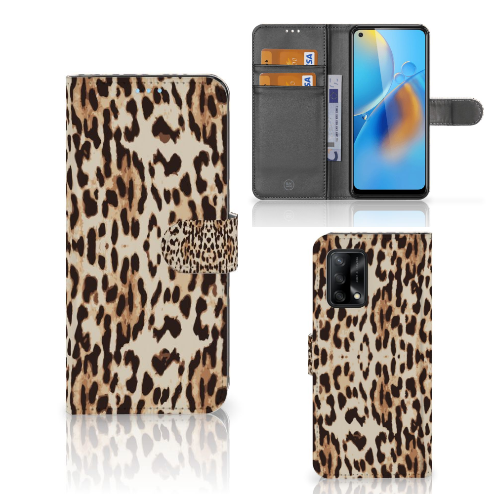 OPPO A74 4G Telefoonhoesje met Pasjes Leopard