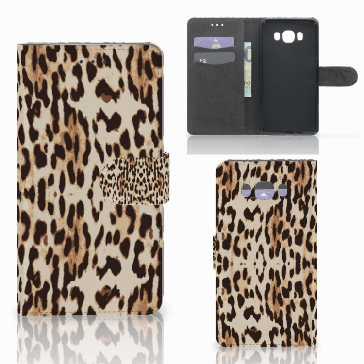 Samsung Galaxy J7 2016 Telefoonhoesje met Pasjes Leopard