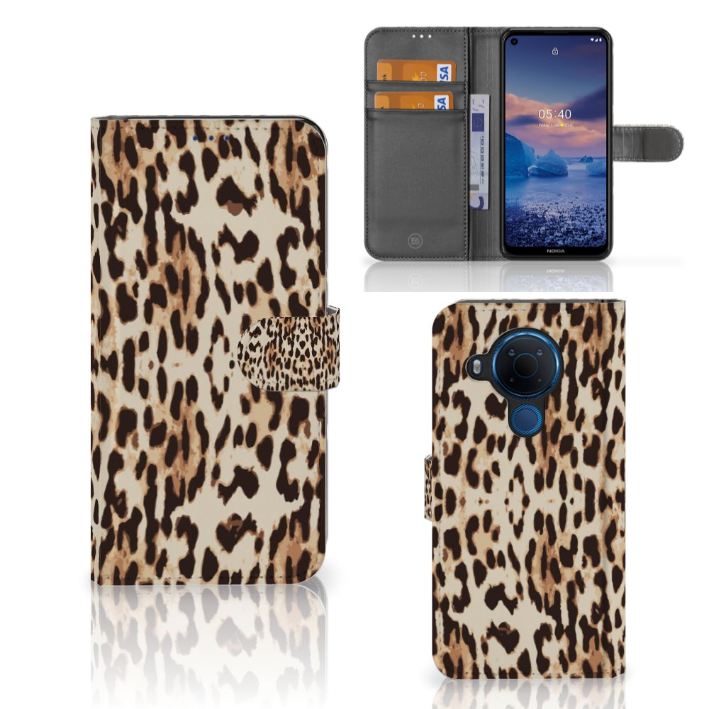 Nokia 5.4 Telefoonhoesje met Pasjes Leopard