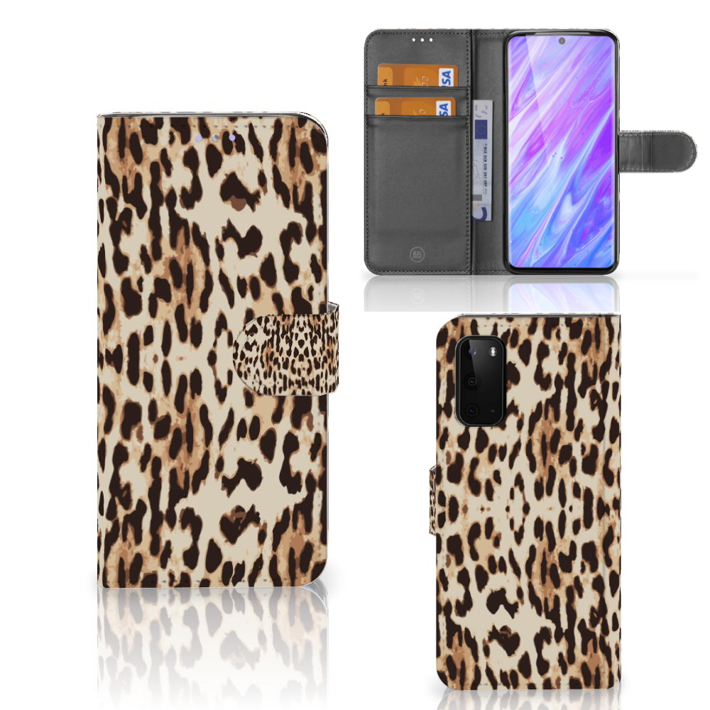 Samsung Galaxy S20 Telefoonhoesje met Pasjes Leopard
