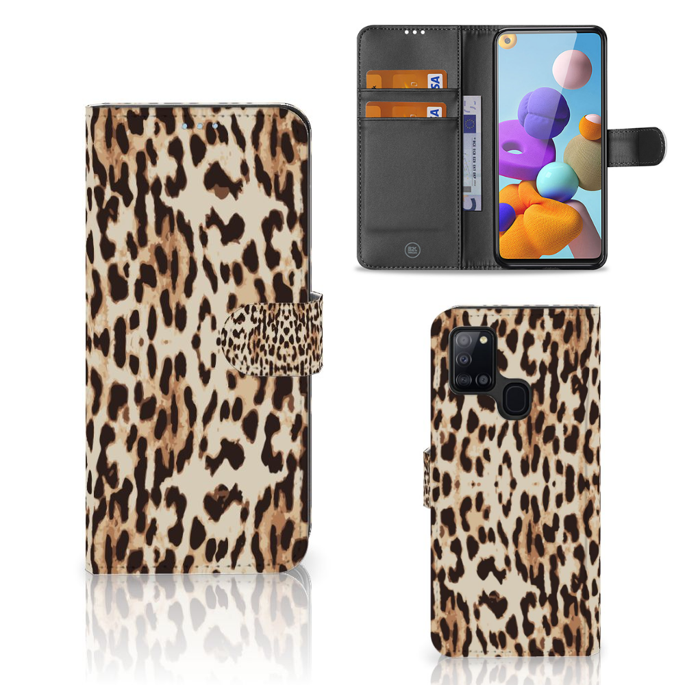 Samsung Galaxy A21s Telefoonhoesje met Pasjes Leopard