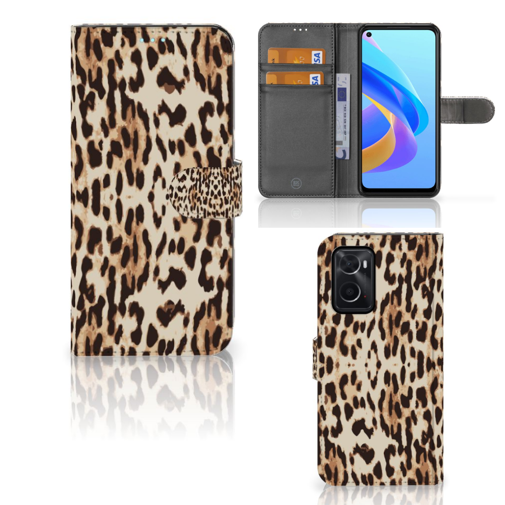 OPPO A76 | A96 Telefoonhoesje met Pasjes Leopard