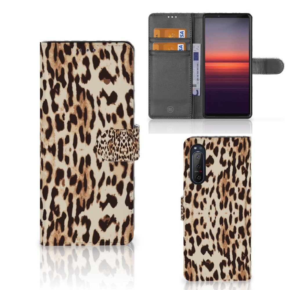 Sony Xperia 5II Telefoonhoesje met Pasjes Leopard
