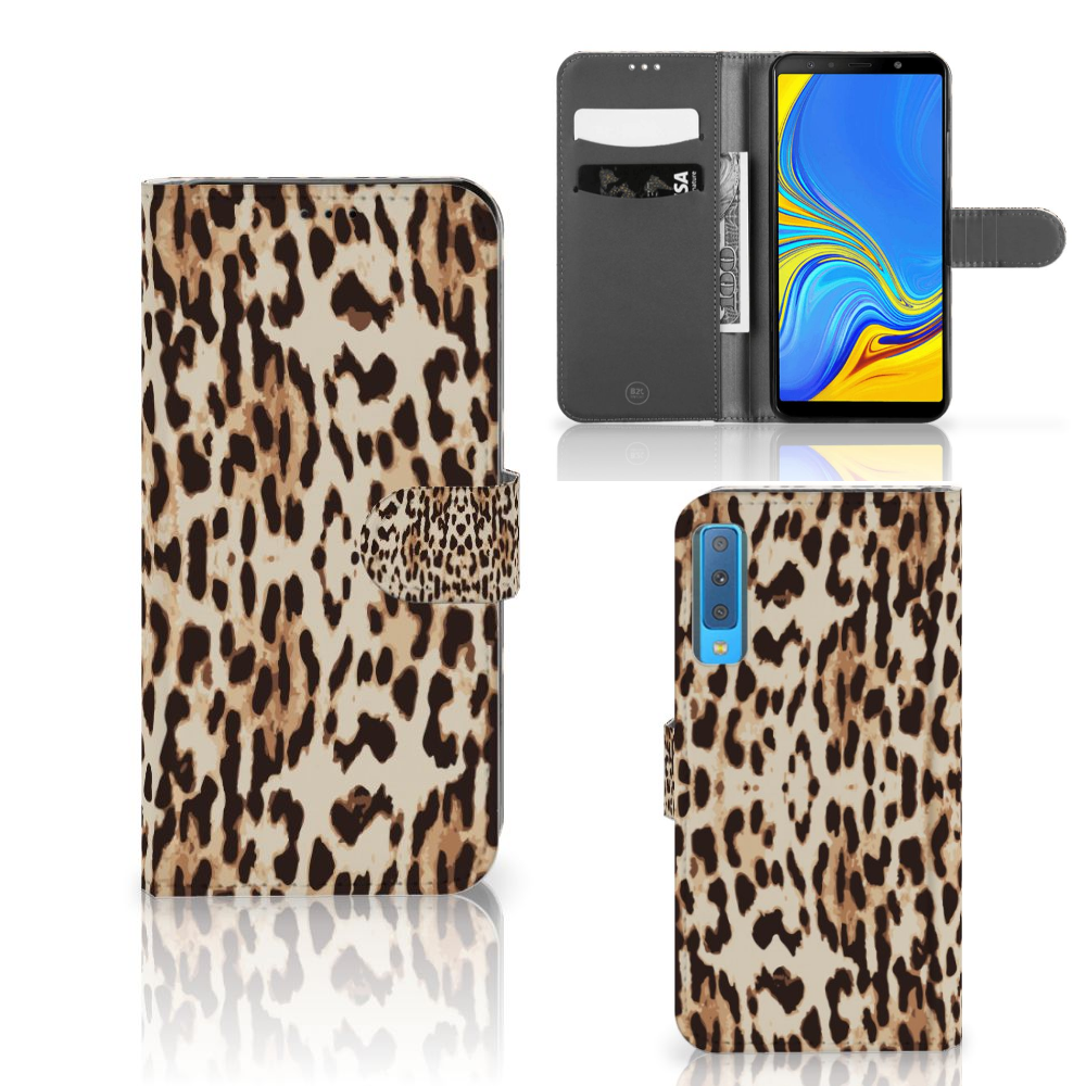 Samsung Galaxy A7 (2018) Telefoonhoesje met Pasjes Leopard