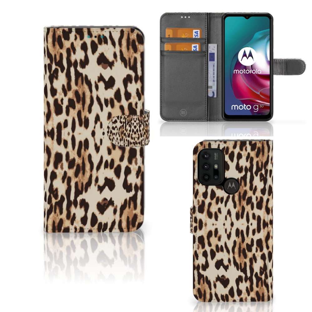 Motorola Moto G10 | G20 | G30 Telefoonhoesje met Pasjes Leopard