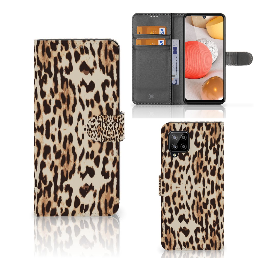 Samsung Galaxy A42 5G Telefoonhoesje met Pasjes Leopard