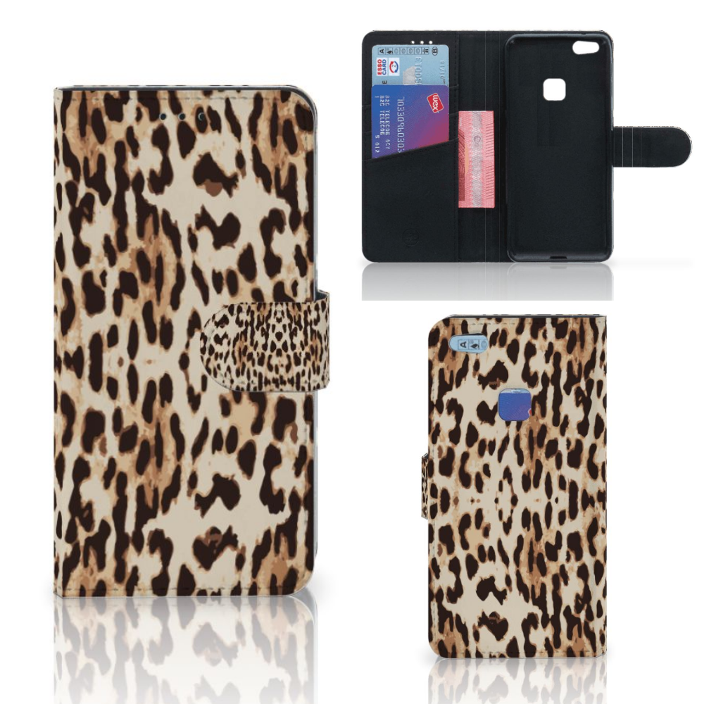 Huawei P10 Lite Telefoonhoesje met Pasjes Leopard