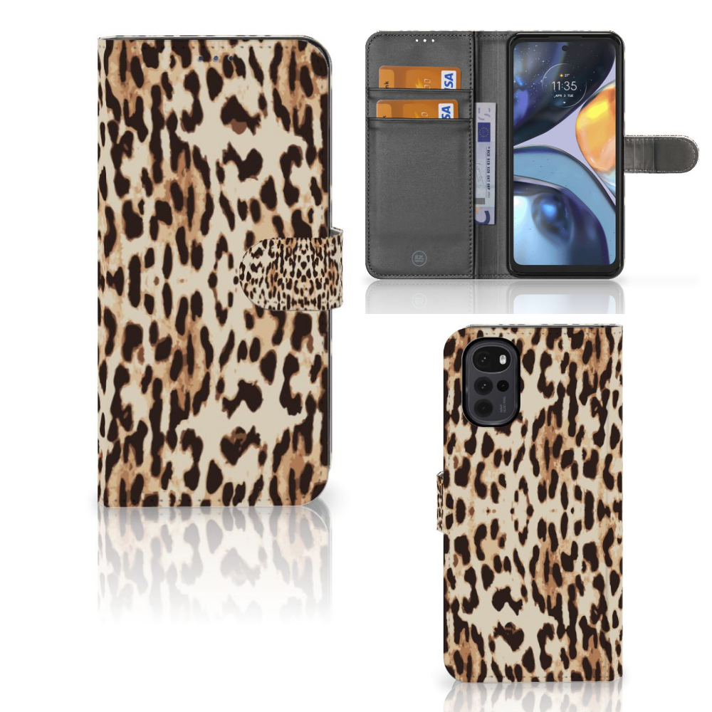 Motorola Moto G22 Telefoonhoesje met Pasjes Leopard