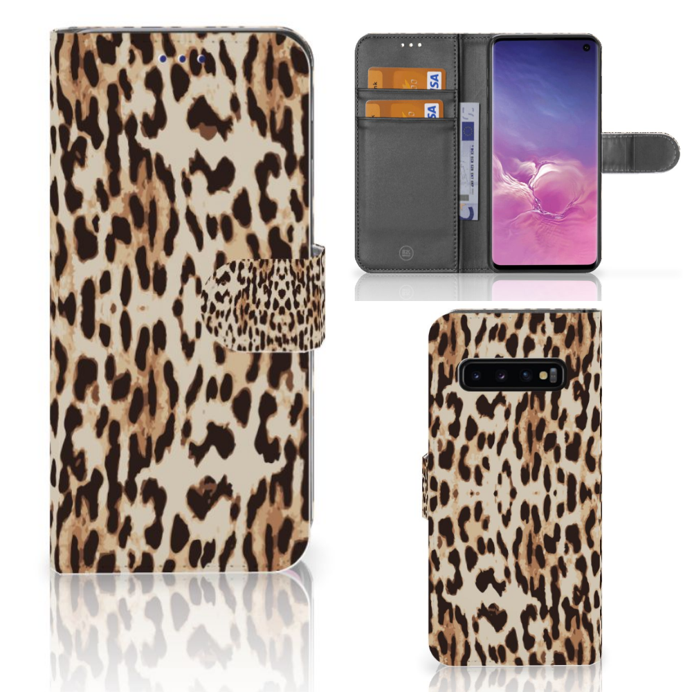 Samsung Galaxy S10 Telefoonhoesje met Pasjes Leopard