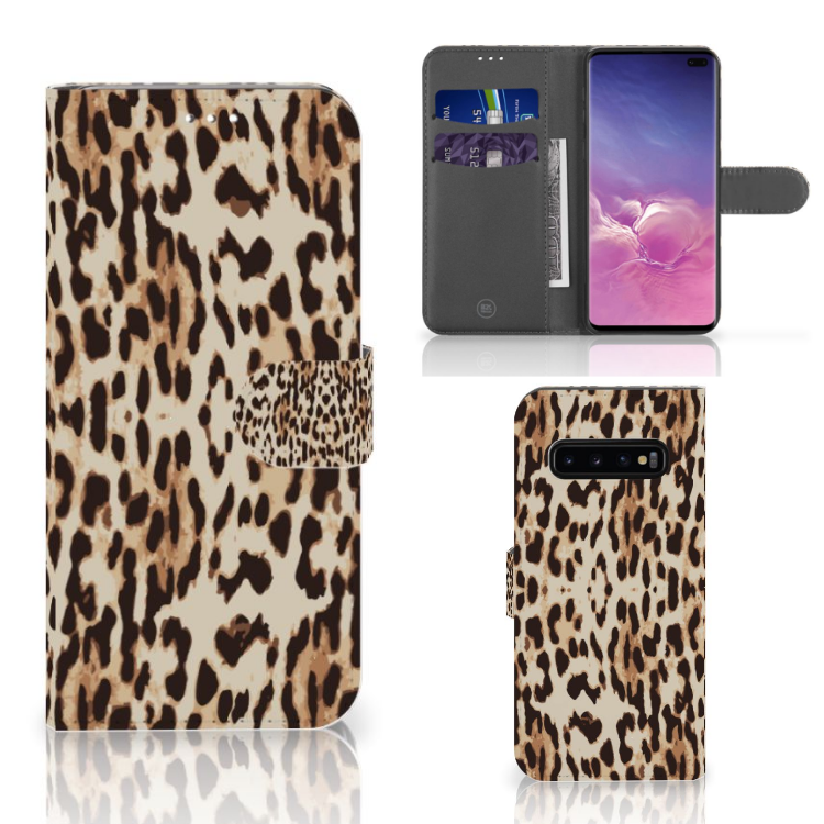 Samsung Galaxy S10 Plus Telefoonhoesje met Pasjes Leopard