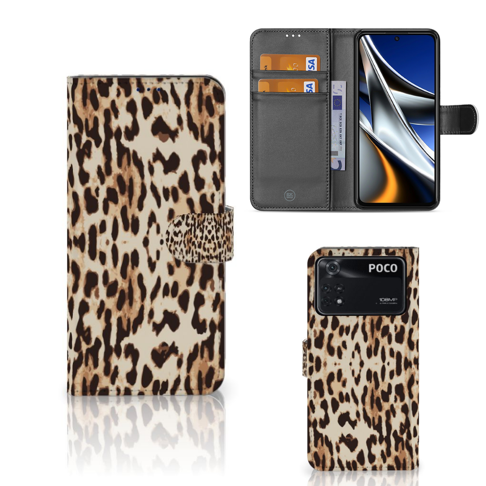Xiaomi Poco X4 Pro 5G Telefoonhoesje met Pasjes Leopard