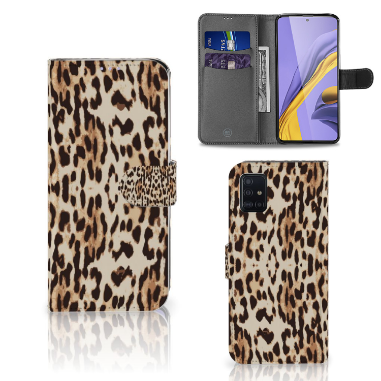 Samsung Galaxy A51 Telefoonhoesje met Pasjes Leopard