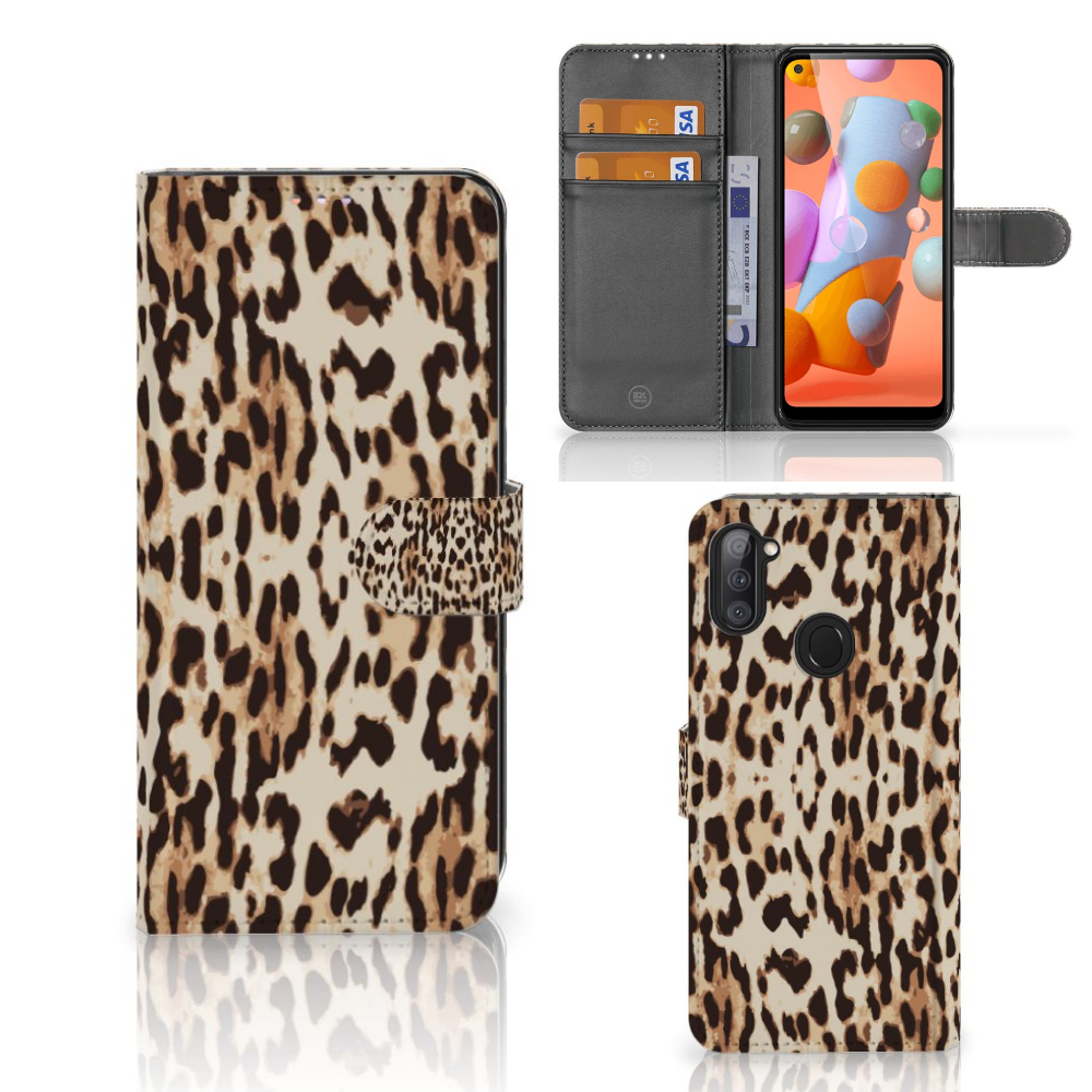 Samsung Galaxy M11 | A11 Telefoonhoesje met Pasjes Leopard