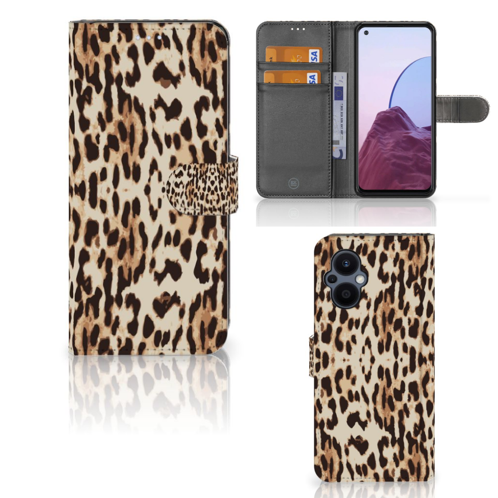 OPPO Reno 8 Lite | OnePlus Nord N20 Telefoonhoesje met Pasjes Leopard