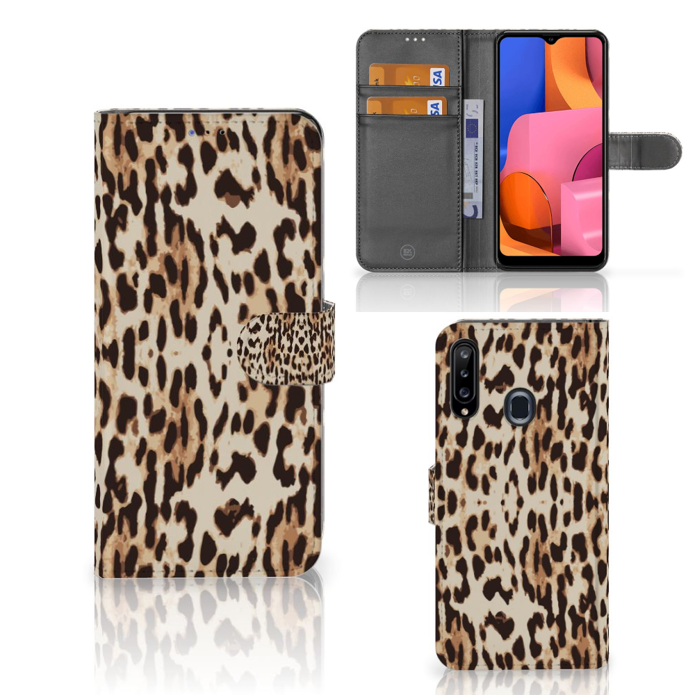 Samsung Galaxy A20s Telefoonhoesje met Pasjes Leopard