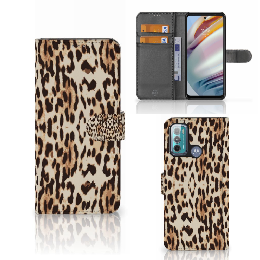 Motorola Moto G60 Telefoonhoesje met Pasjes Leopard