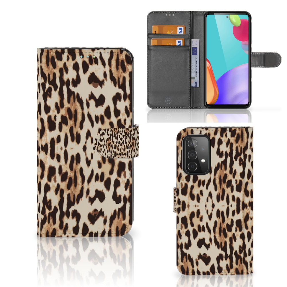 Samsung Galaxy A52 Telefoonhoesje met Pasjes Leopard