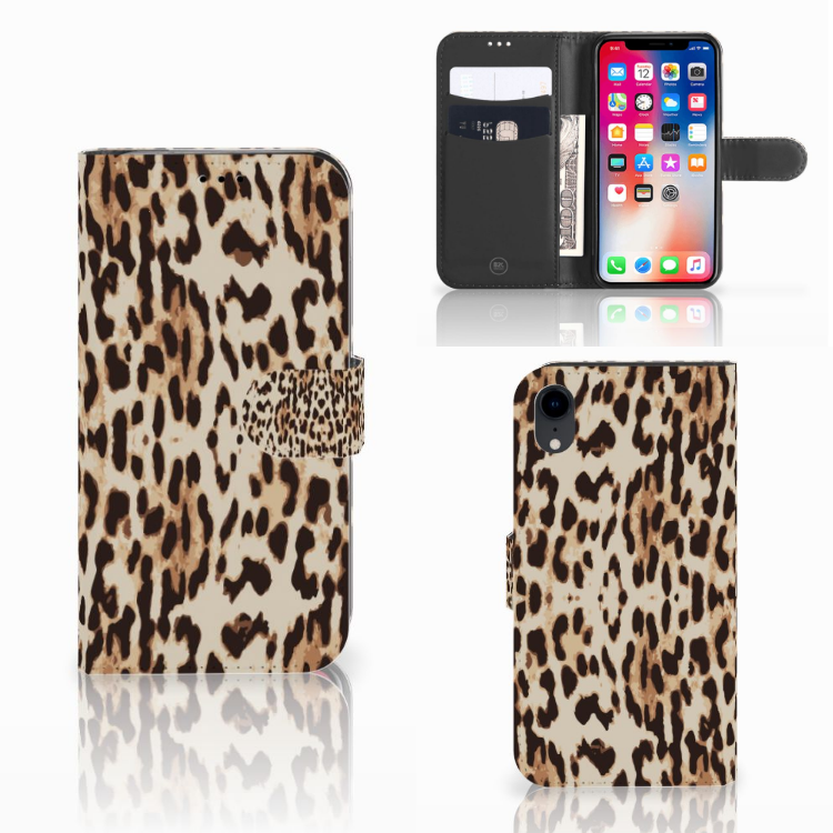 Apple iPhone Xr Telefoonhoesje met Pasjes Leopard