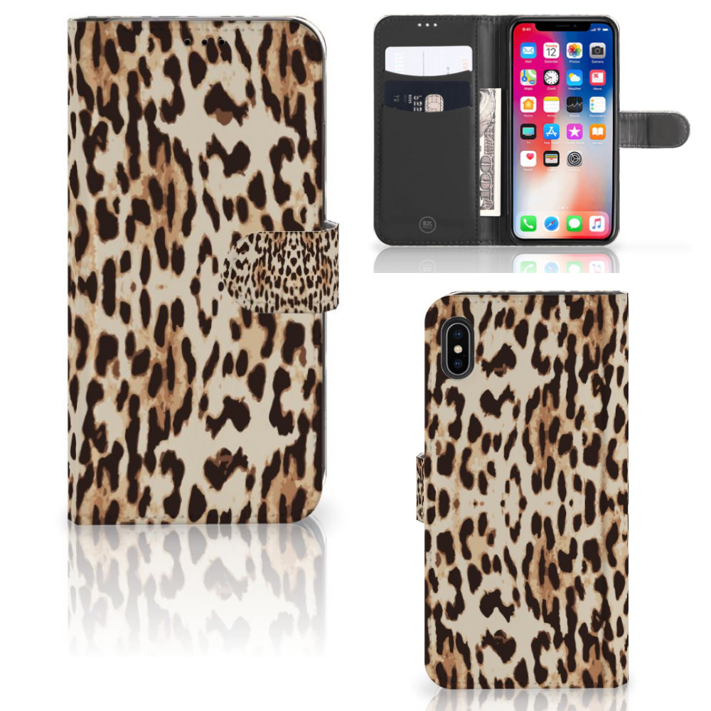 Apple iPhone Xs Max Telefoonhoesje met Pasjes Leopard