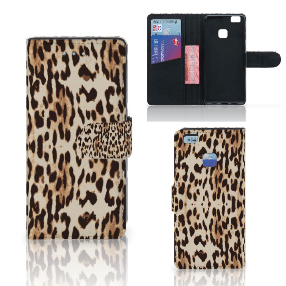 Huawei P9 Lite Telefoonhoesje met Pasjes Leopard