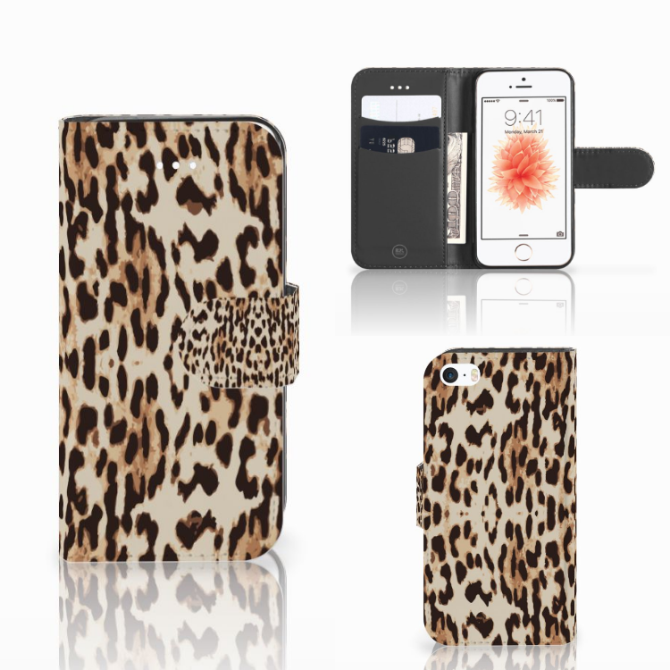 Apple iPhone 5 | 5s | SE Uniek Boekhoesje Leopard
