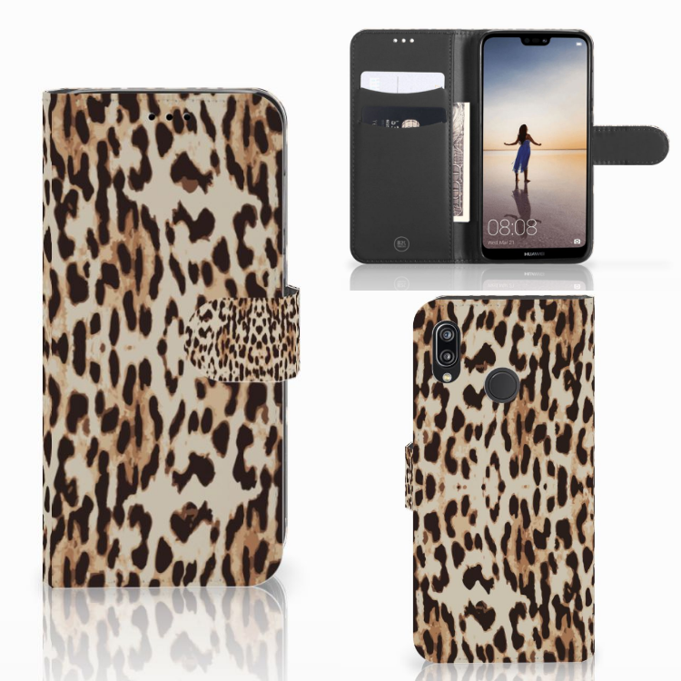 Huawei P20 Lite Telefoonhoesje met Pasjes Leopard
