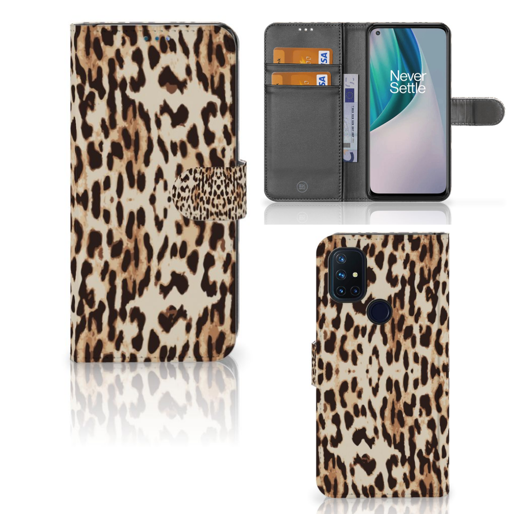 OnePlus Nord N10 Telefoonhoesje met Pasjes Leopard