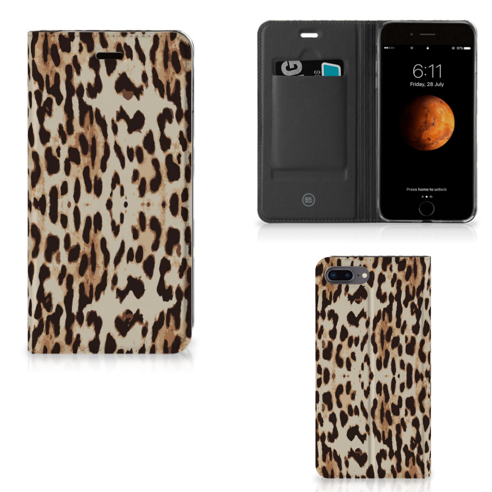 Apple iPhone 7 Plus | 8 Plus Uniek Standcase Hoesje Leopard