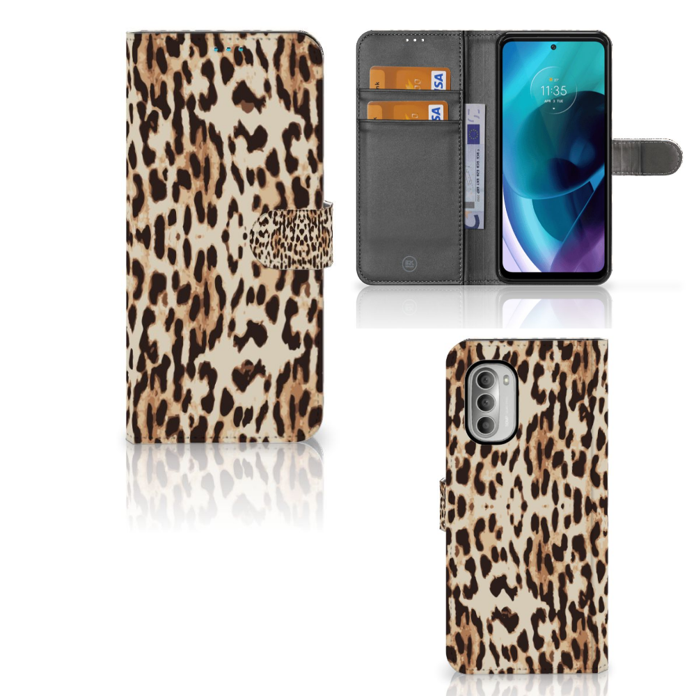 Motorola Moto G51 5G Telefoonhoesje met Pasjes Leopard