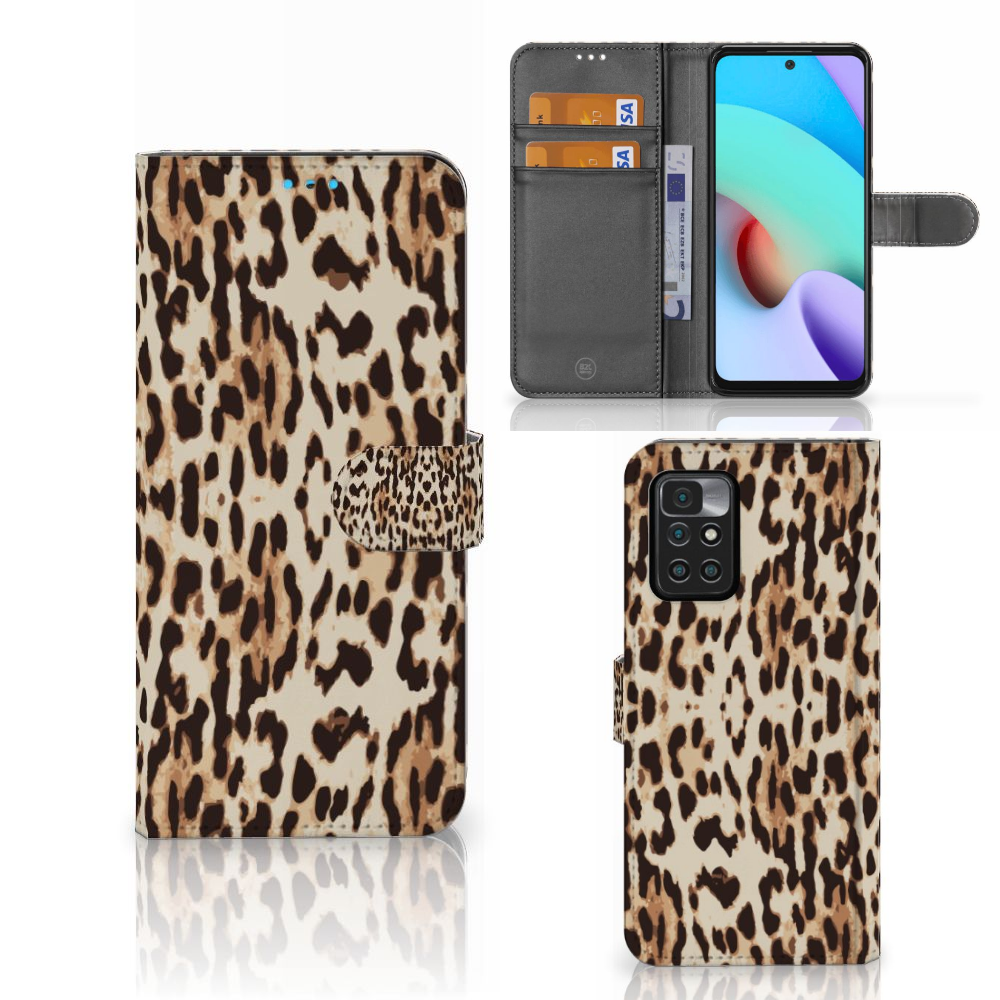 Xiaomi Redmi 10 Telefoonhoesje met Pasjes Leopard