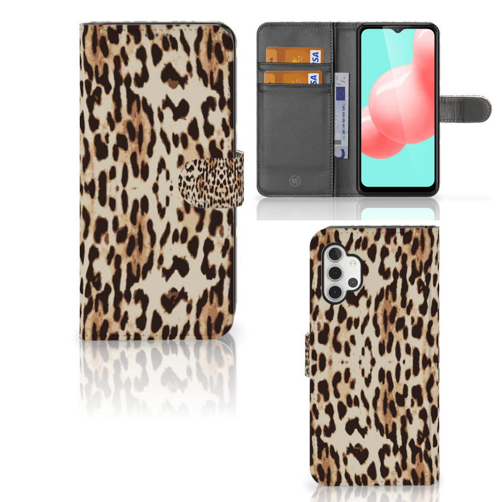 Samsung Galaxy A32 5G Telefoonhoesje met Pasjes Leopard