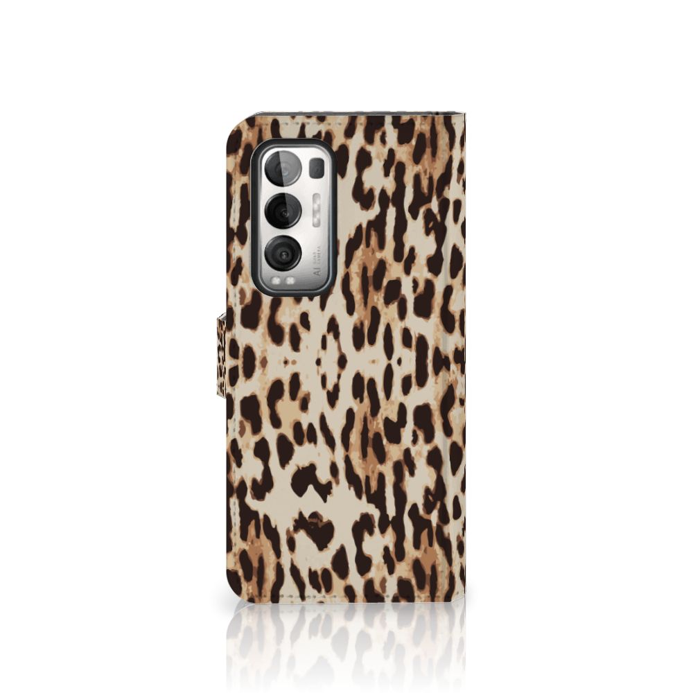 OPPO Find X3 Neo 5G Telefoonhoesje met Pasjes Leopard