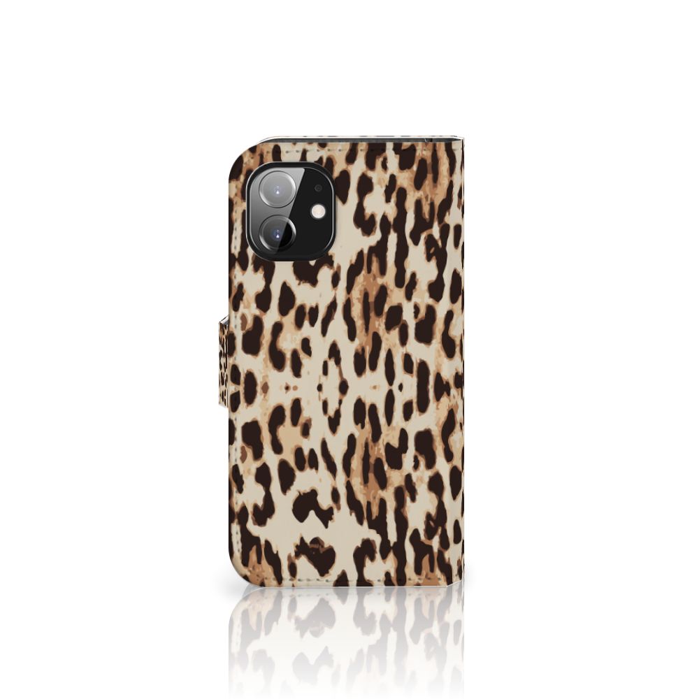 Apple iPhone 12 Mini Telefoonhoesje met Pasjes Leopard