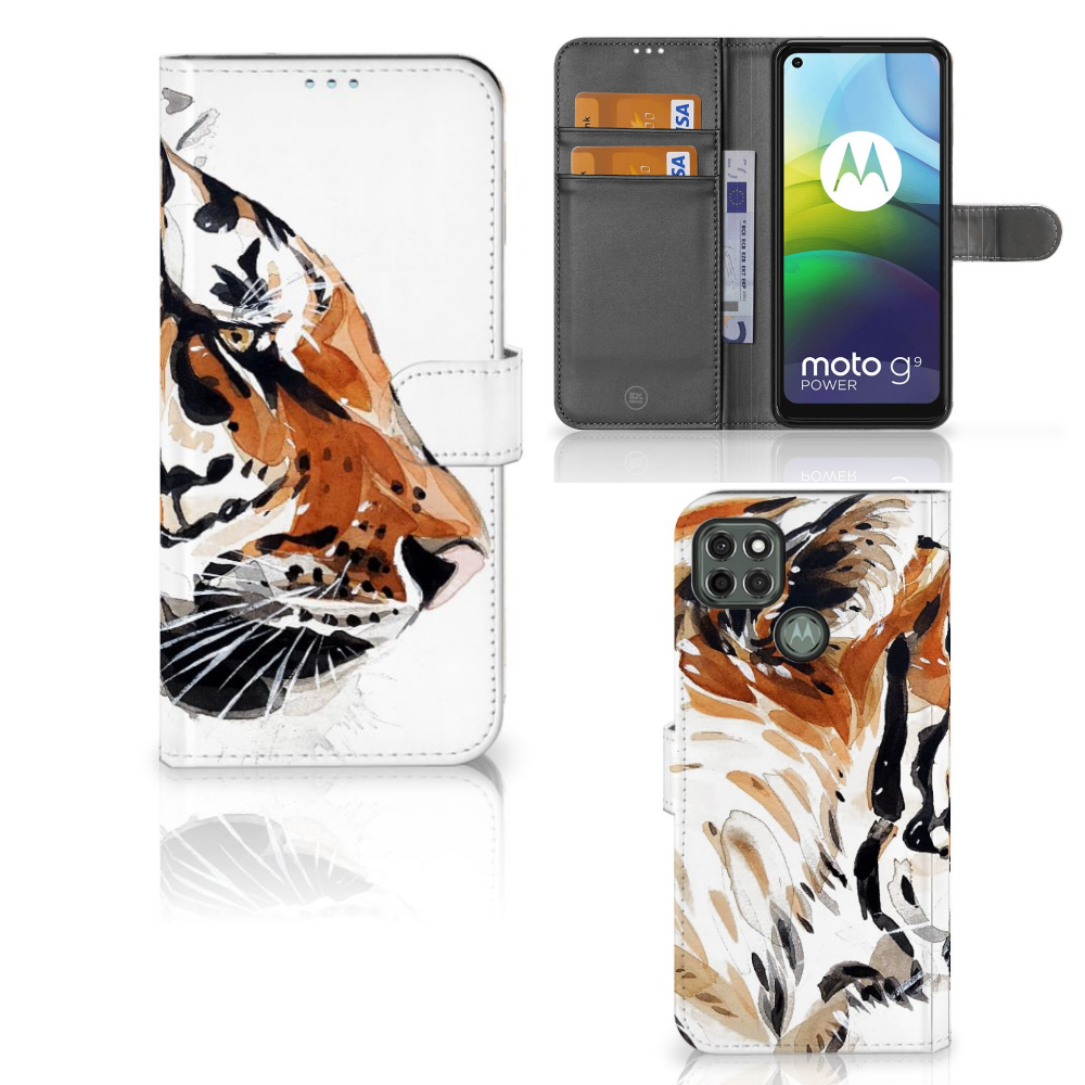 Hoesje Motorola Moto G9 Power Watercolor Tiger