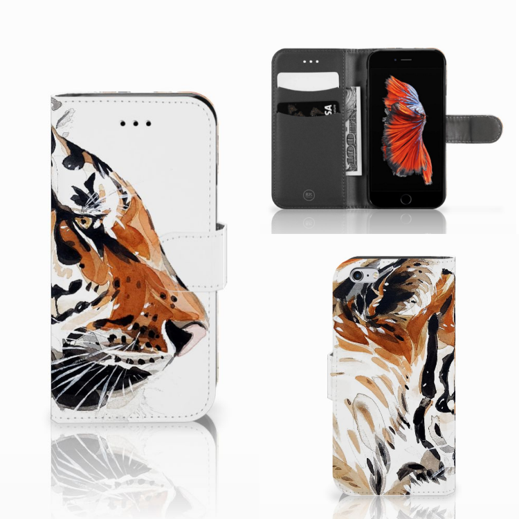 Apple iPhone 6 | 6s Uniek Boekhoesje Watercolor Tiger