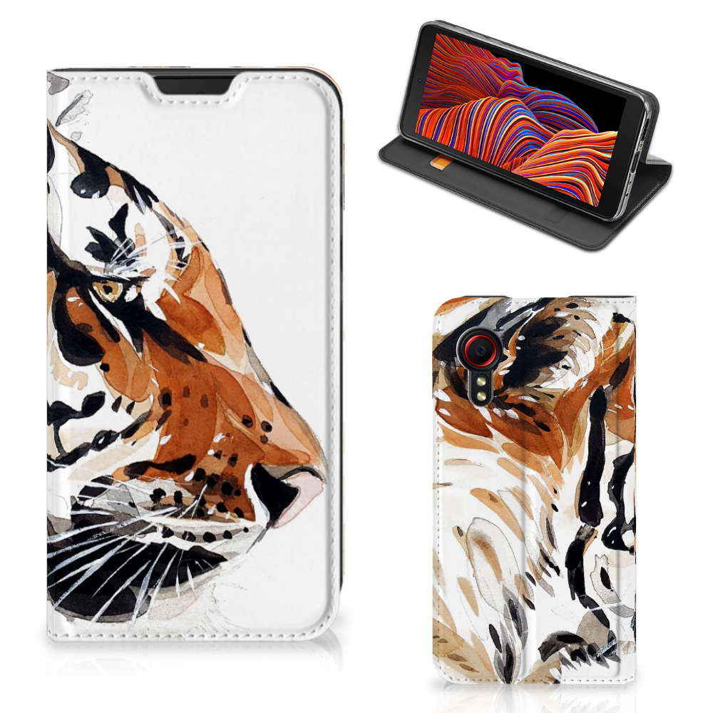 Bookcase Samsung Galaxy Xcover 5 Watercolor Tiger