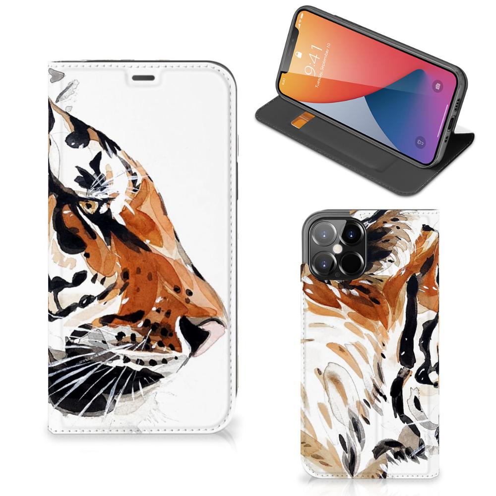 Bookcase iPhone 12 Pro Max Watercolor Tiger