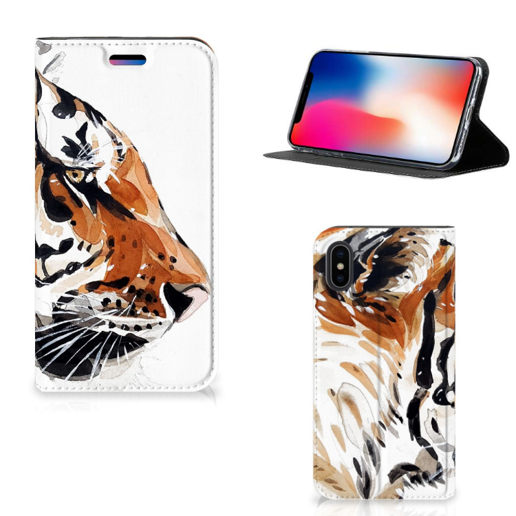 Apple iPhone X | Xs Uniek Standcase Hoesje Watercolor Tiger