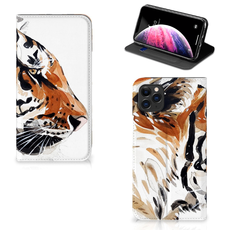 Bookcase Apple iPhone 11 Pro Max Watercolor Tiger