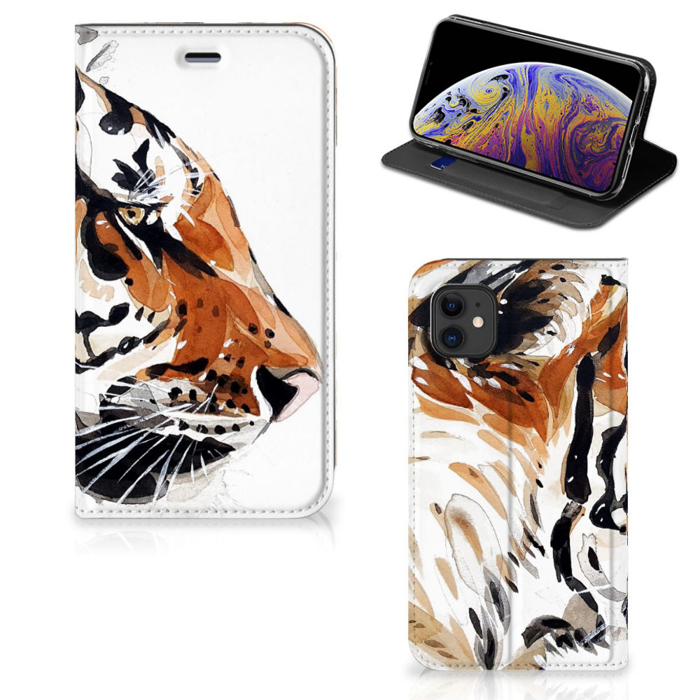 Bookcase Apple iPhone 11 Watercolor Tiger