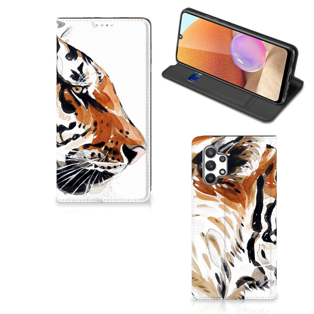 Bookcase Samsung Galaxy A32 4G | A32 5G Enterprise Editie Watercolor Tiger