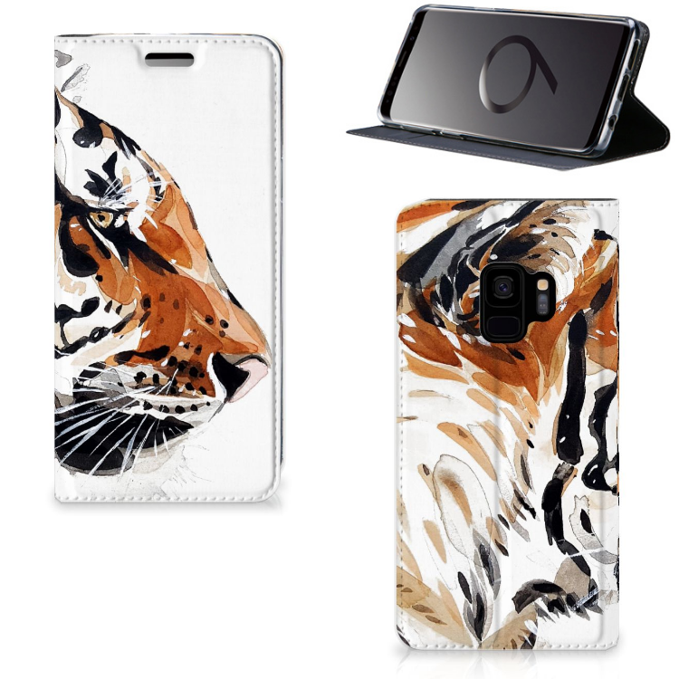 Bookcase Samsung Galaxy S9 Watercolor Tiger