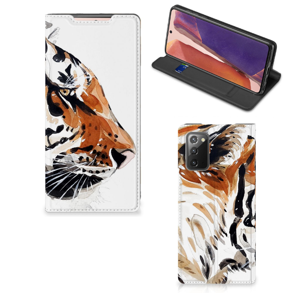 Bookcase Samsung Galaxy Note20 Watercolor Tiger