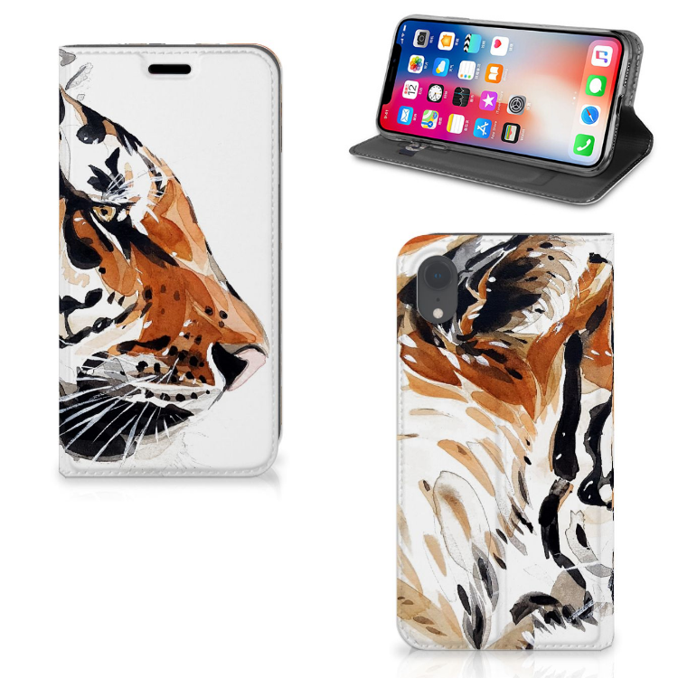 Apple iPhone Xr Uniek Standcase Hoesje Watercolor Tiger