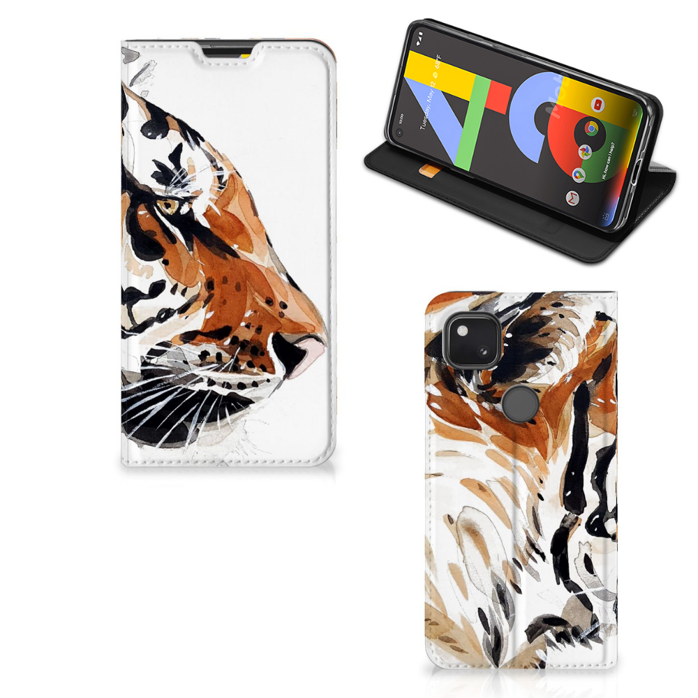 Bookcase Google Pixel 4a Watercolor Tiger