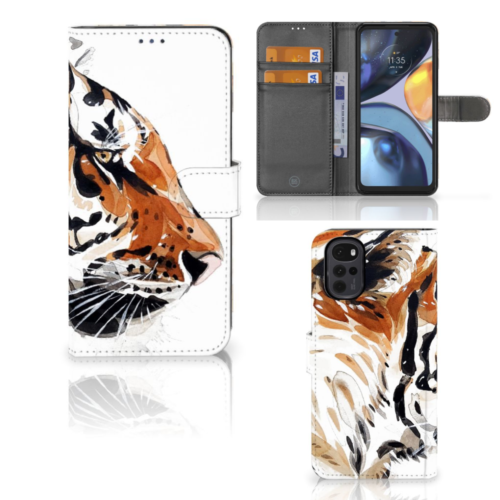 Hoesje Motorola Moto G22 Watercolor Tiger