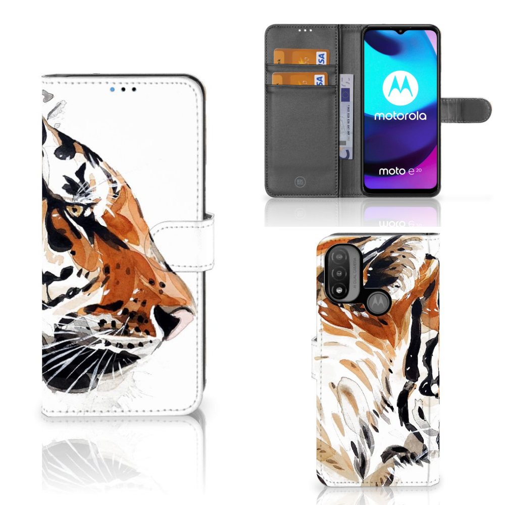 Hoesje Motorola Moto E20 | E30 | E40 Watercolor Tiger