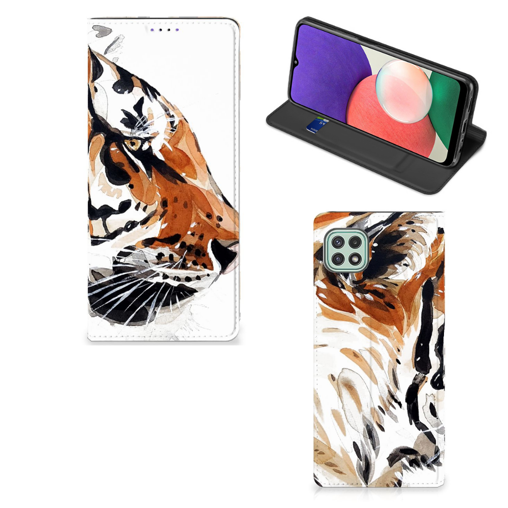 Bookcase Samsung Galaxy A22 5G Watercolor Tiger